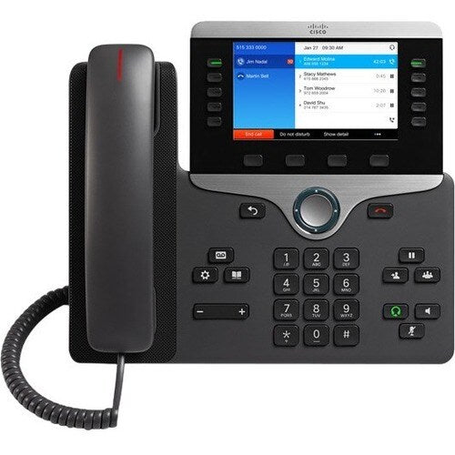 Cisco IP Business Phone 8851, 5-inch WVGA Colour Display, Gigabit Ethernet Switch, Class 4 PoE, USB Port, 10 SIP Registrations, 1-Year Limited Hardware Warranty (CP-8851-K9=)