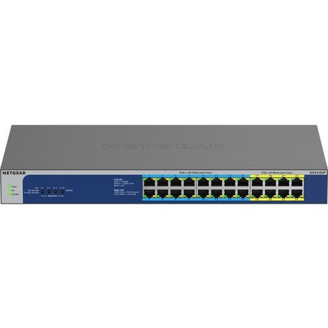Netgear GS524UP 24 Ports Ethernet Switch - 2 Layer Supported - 578.80 W Power Consumption - 480 W PoE Budget - Twisted Pair - PoE Ports - Desktop, Rack-mountable Less