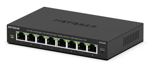 Netgear GS300 8 Ports Layer 3 Switch - Gigabit Ethernet - 10/100/1000Base-T - 4 W Power Consumption - Twisted Pair - Desktop, Wall Mountable - 5 Year Limited Warranty Less