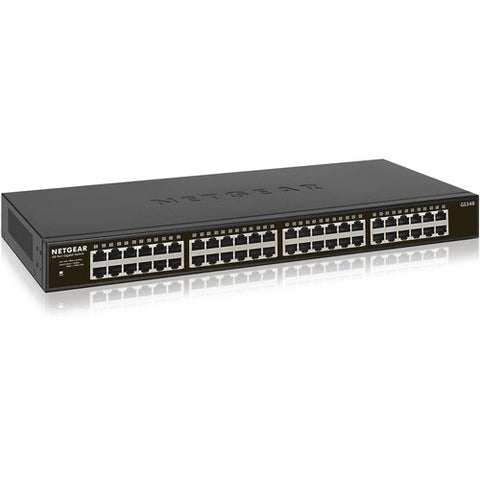 Netgear 300 GS348 48 Ports Ethernet Switch - Gigabit Ethernet - 10/100/1000Base-T - 2 Layer Supported - Twisted Pair - Rack-mountable, Desktop Less