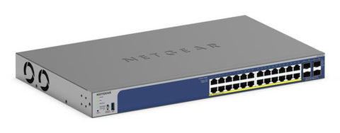 Netgear Business GS728TXV3 24 Ports Manageable Ethernet Switch - Gigabit Ethernet, 10 Gigabit Ethernet - 10/100/1000Base-T, 10GBase-X, 1000Base-X - 3 Layer Supported - 26 W Power Consumption - Twisted Pair, Optical Fiber - 1U - Desktop