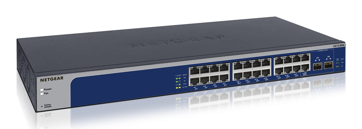 NETGEAR XS724EM Managed L2 10G Ethernet (100/1000/10000) 1U Blue, Grey